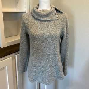 Loft gray cowl button neck sweater